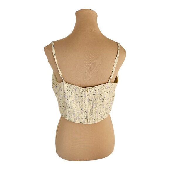 Sunday Best Aritzia Bonnie Bustier White Floral & Butter Yellow Sz L - Picture 11 of 14